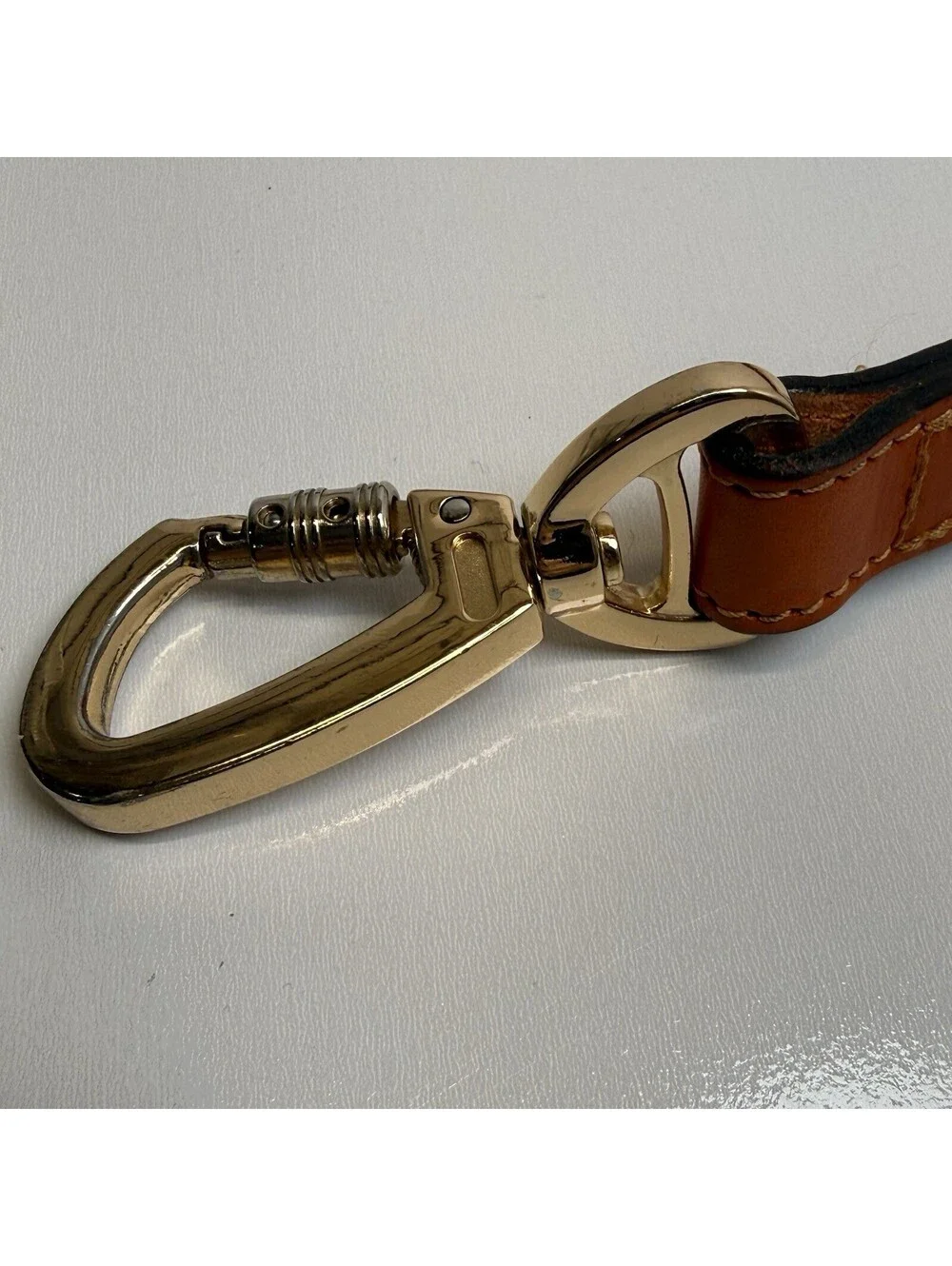 Brown Leather Hartman & Rose Small Dog Leash Collar Set Leather Orange 10/26